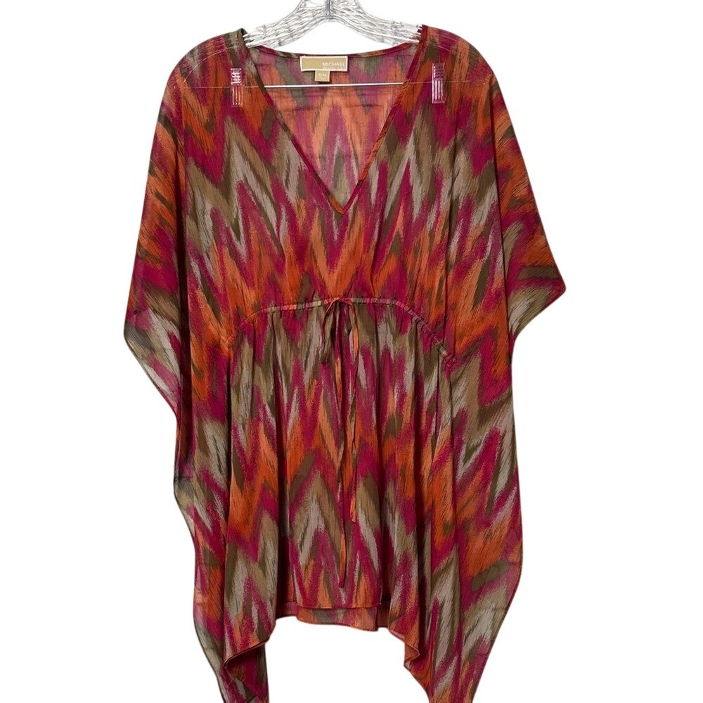 Michael Kors Chevron Patterned Tunic in Pink, Orange,‎ and Tan size S/M